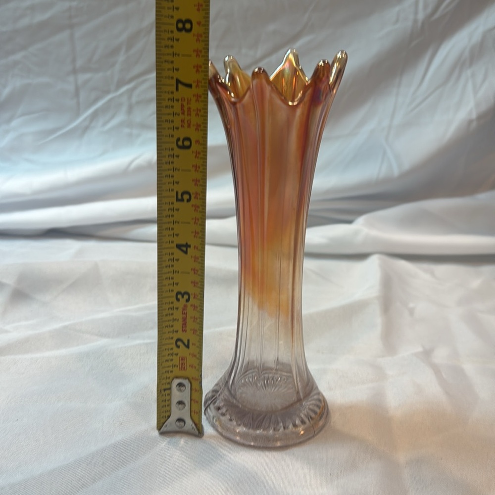 Vintage Carnival Glass Marigold Iridescent Glass Vase - Picture 4 of 4